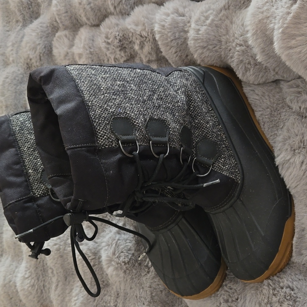 J. Crew Black and Gray Duck Rainboots Size 39 - 40